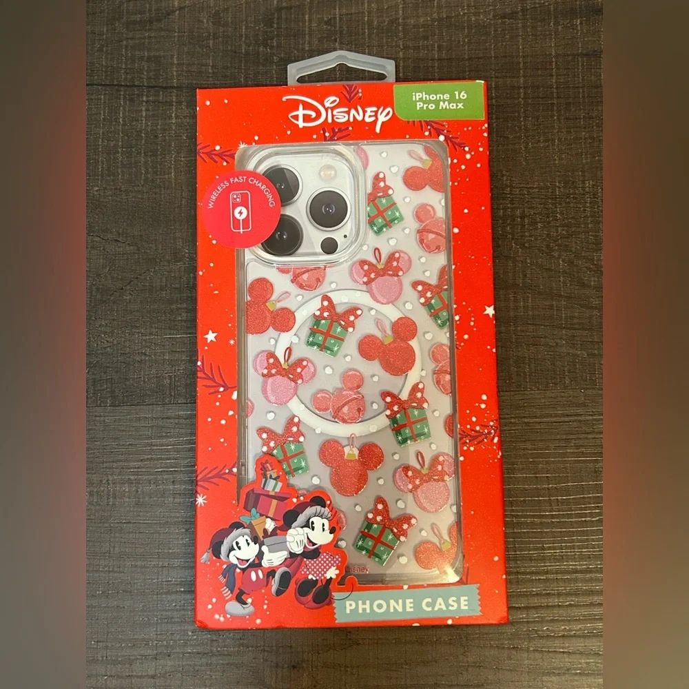 Disney Mickey & Minnie Mouse Ears Christmas Apple iPhone Case 16 Pro Max NWOT